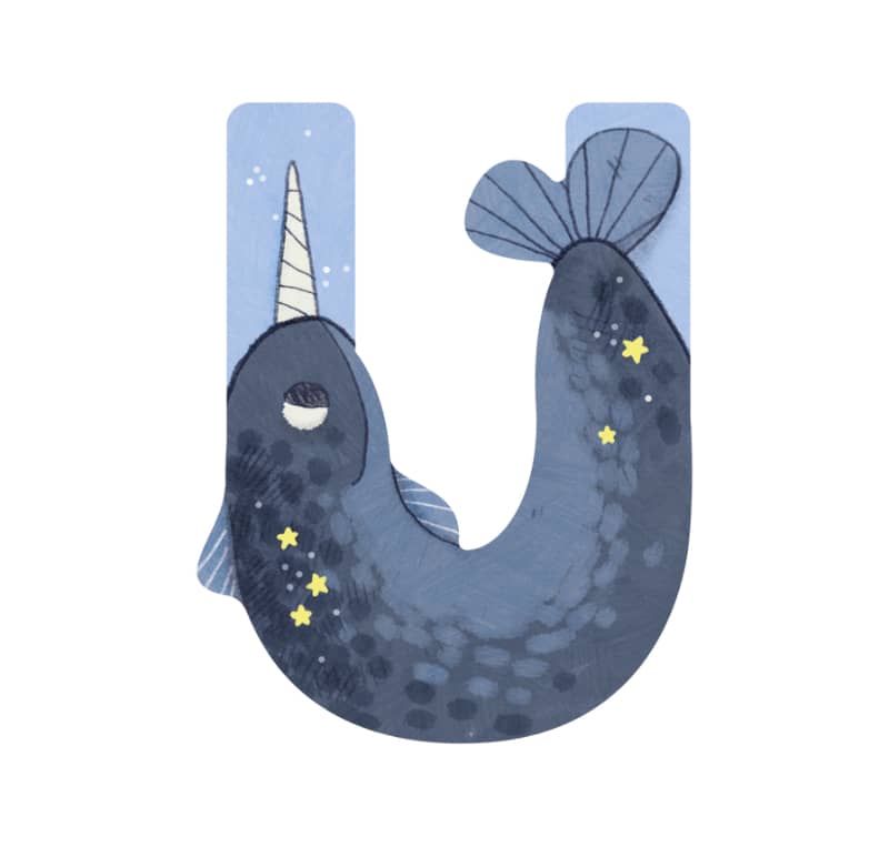 Lettre bois U bleu Mon premier alphabet Moulin Roty