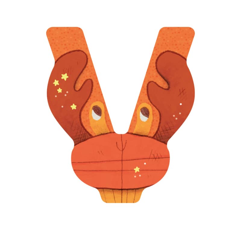 Lettre bois V orange Mon premier alphabet Moulin Roty