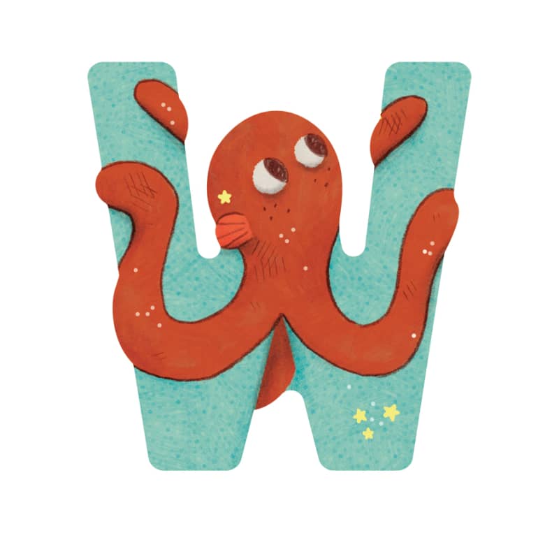 Lettre bois W bleu Mon premier alphabet Moulin Roty