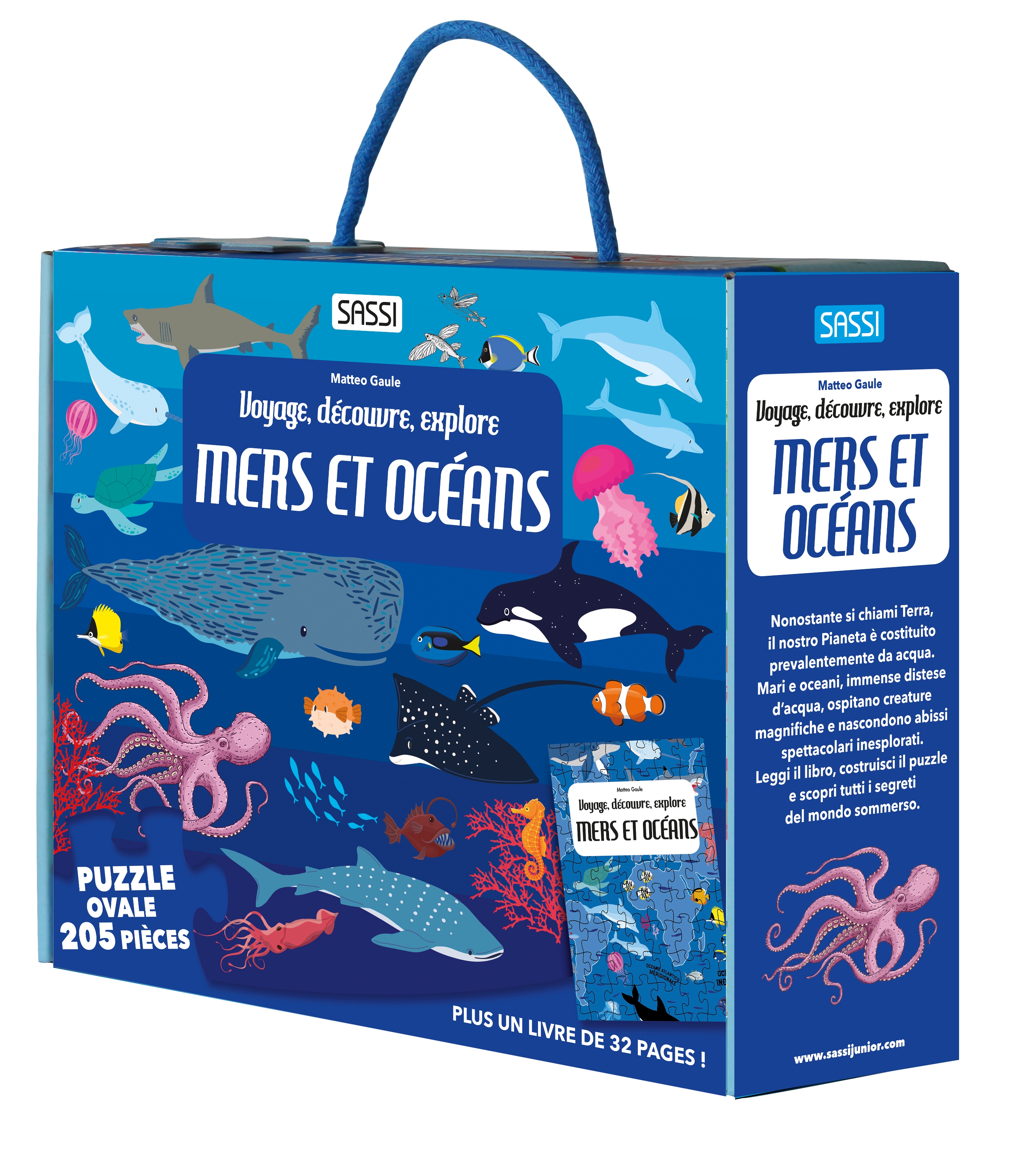 Livre et puzzle Voyage, decouvre, explore Mers et oceans Sassi Junior