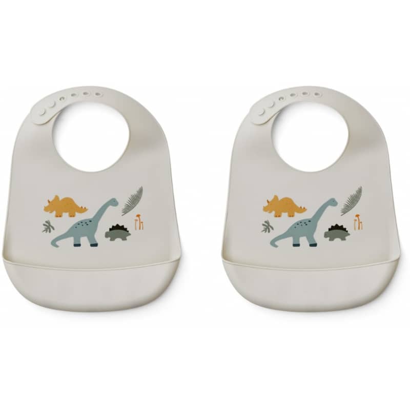 Lot de 2 bavoirs en silicone Tilda Dino mix Liewood