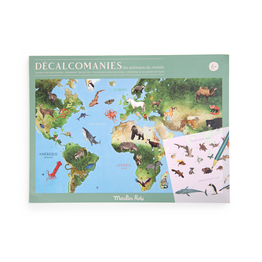 Mappemonde avec decalcomanies Tout autour du monde Moulin Roty