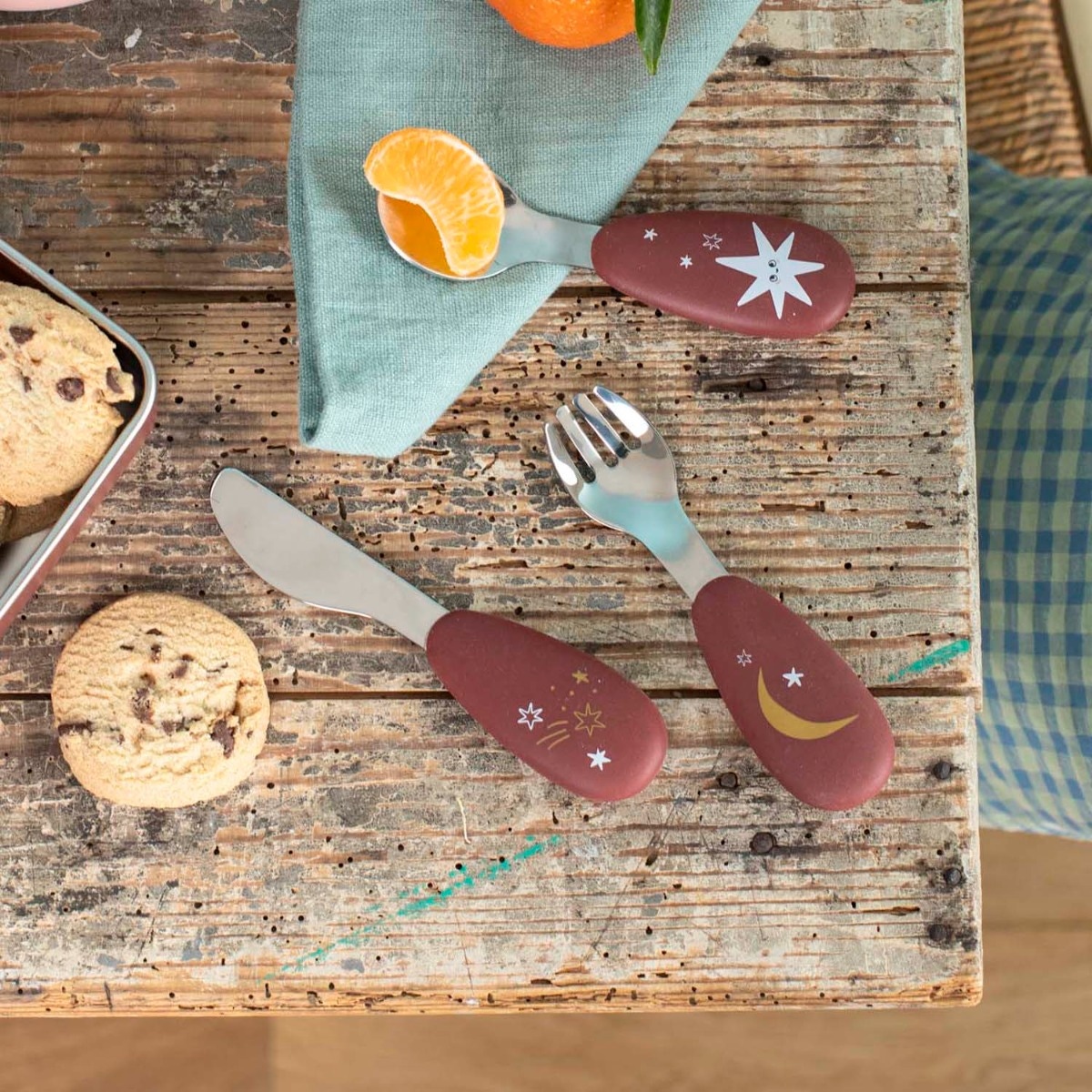 Set couverts silicone Apres la pluie Moulin Roty