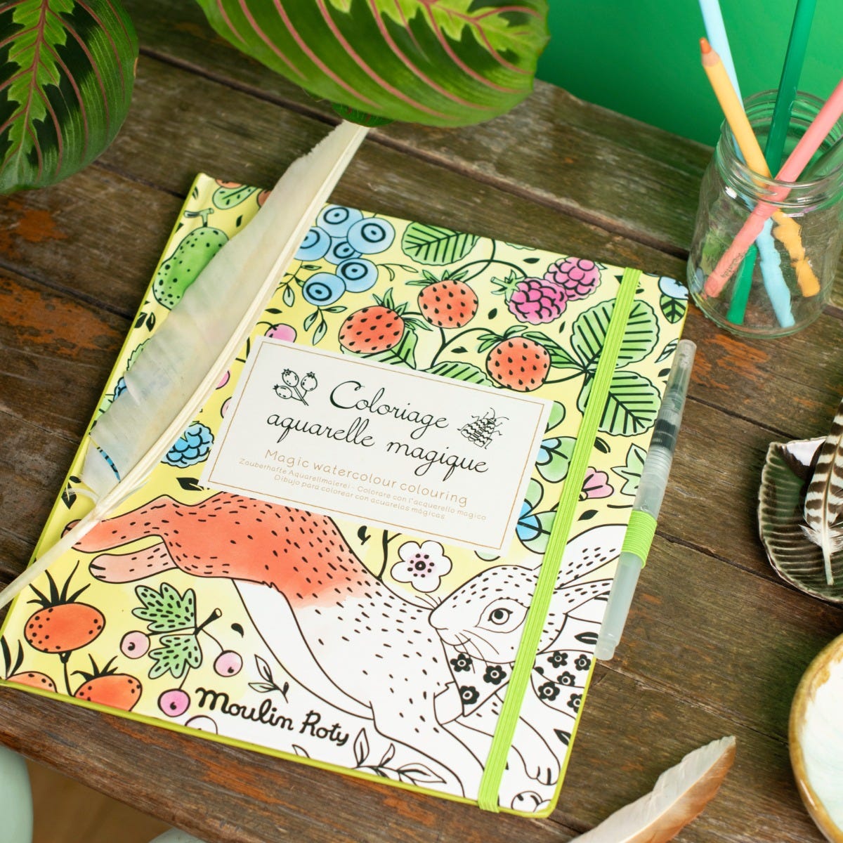 Cahier coloriage aquarelle magique Le Jardin du Moulin Moulin Roty