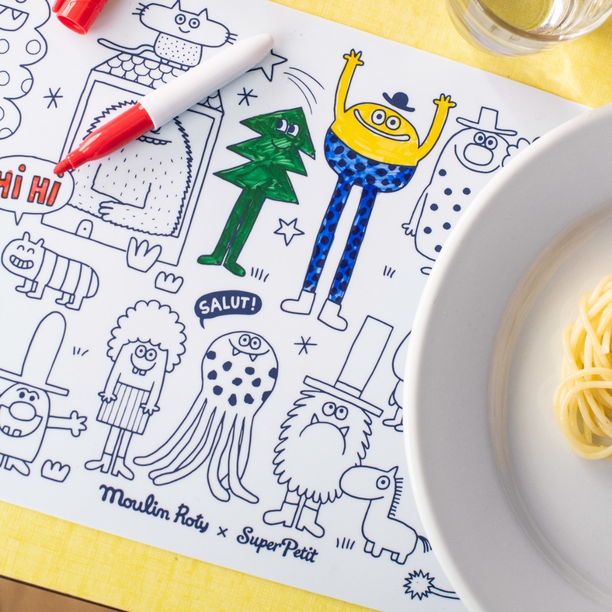 Mini set en silicone à colorier + 4 crayons Les Schmouks Moulin Roty