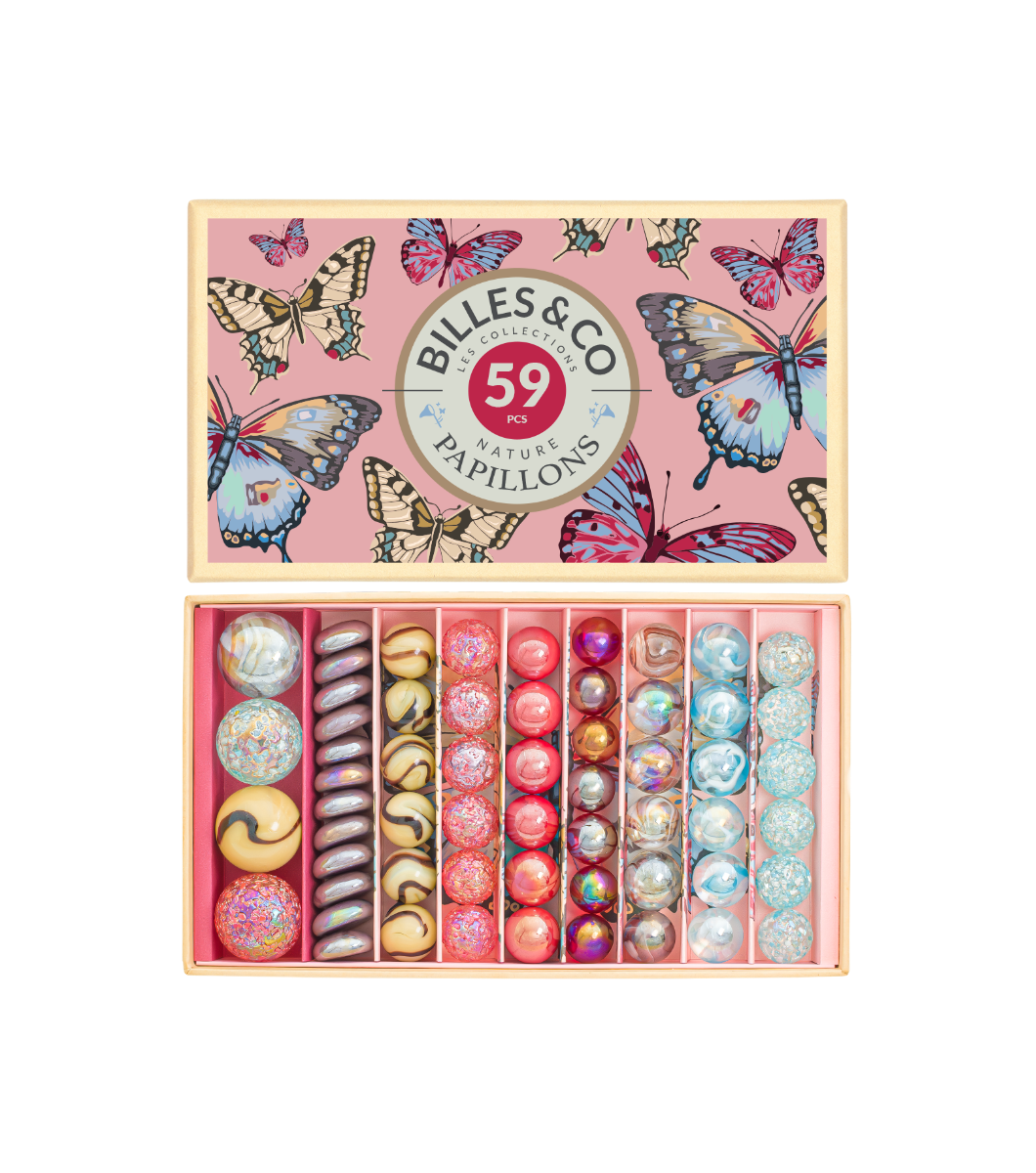 Coffret 59 billes Papillons anamorphiques Billes & Co