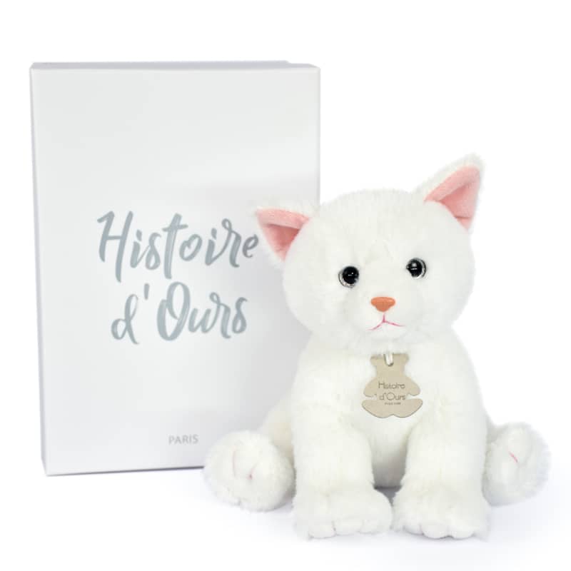 Peluche bebe chat blanc 18 cm Histoire d'Ours