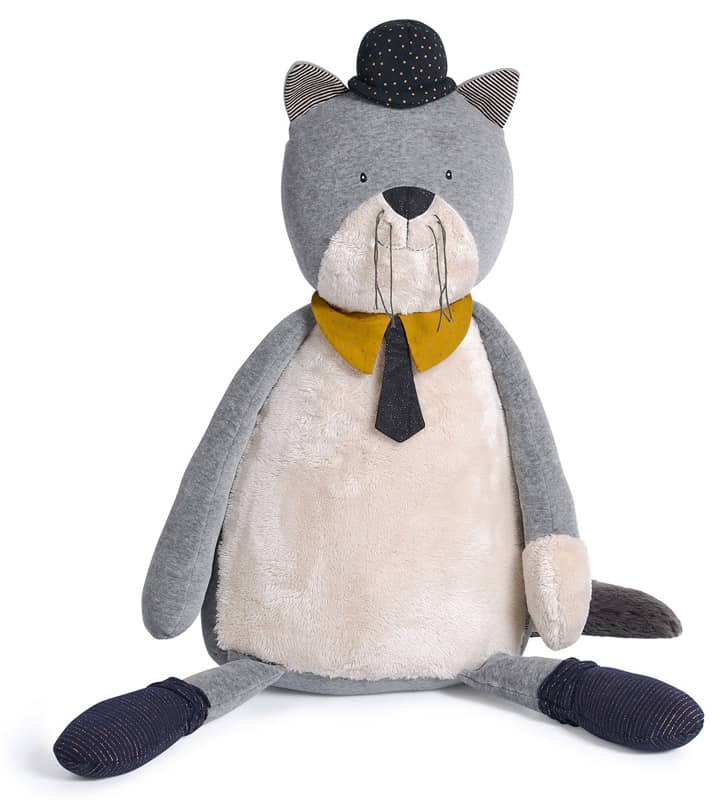 Peluche geante chat gris clair Fernand Les Moustaches Moulin Roty