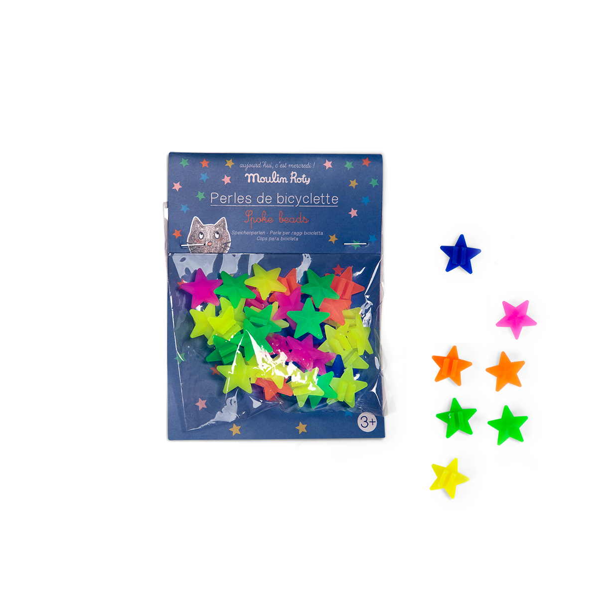 Perles etoiles pour rayons de velo Aujourd'hui c'est mercredi Moulin Roty