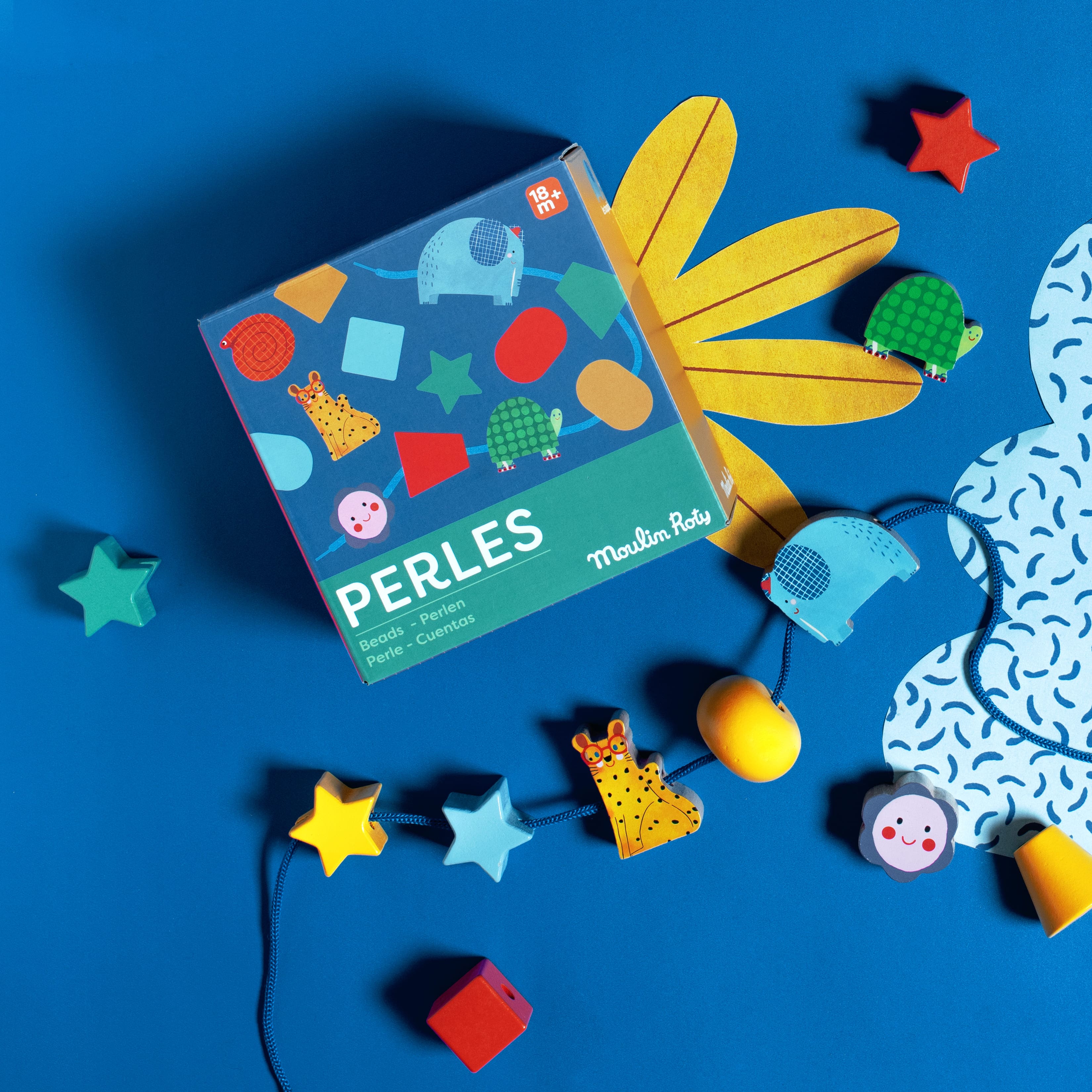 Jeu de perles en bois à enfiler Les Toupitis Moulin Roty