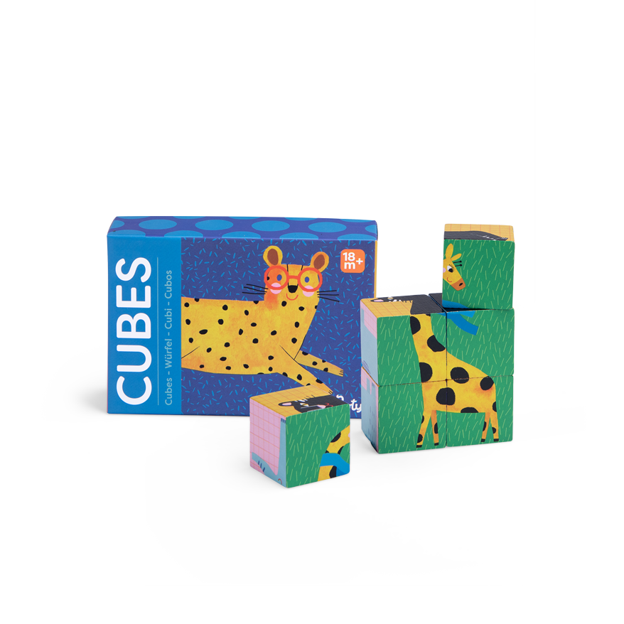Puzzle en bois 6 cubes Les Toupitis Moulin Roty