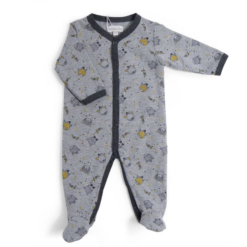 Pyjama 3 mois jersey gris chine allouer chats Les Moustaches Moulin Roty