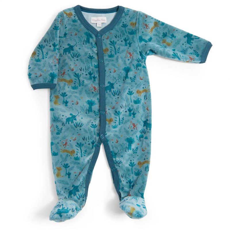 Pyjama 6 mois velours bleu nuit Sous mon baobab Moulin Roty