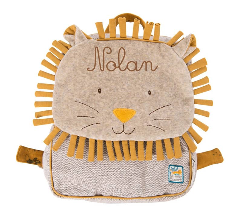 Sac a dos a broder Lion Sous mon baobab Moulin Roty