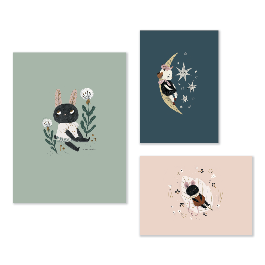 Set de 3 affiches Apres la pluie Moulin Roty