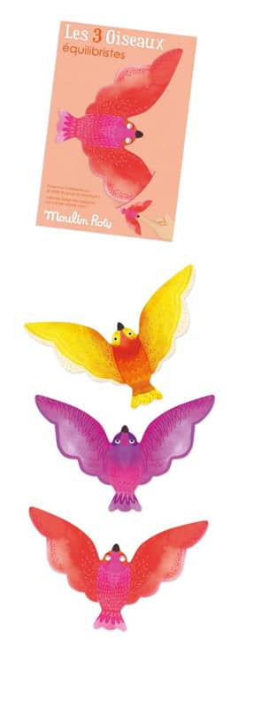 Set de 3 oiseaux equilibristes corail Les Petites Merveilles Moulin Roty