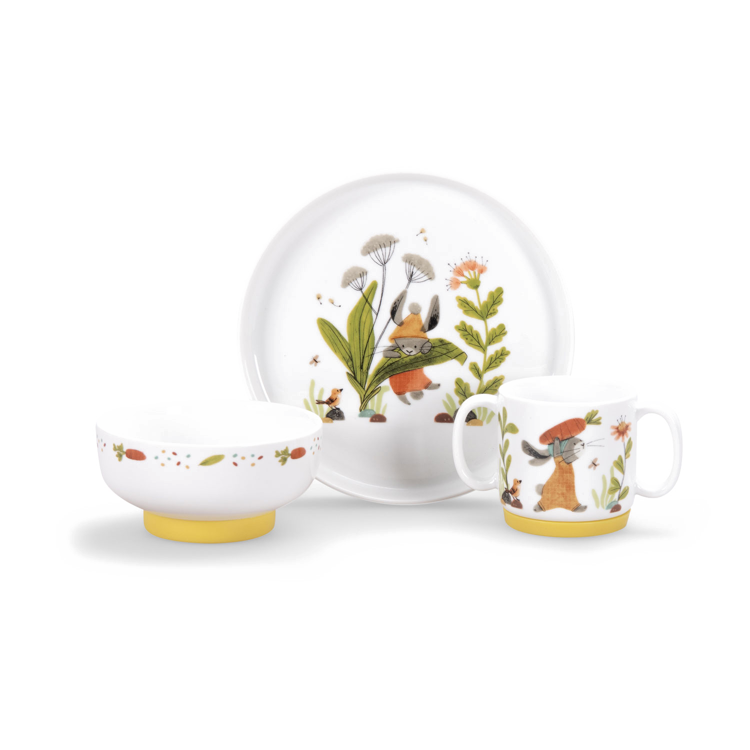 Set vaisselle porcelaine Trois petits lapins Moulin Roty