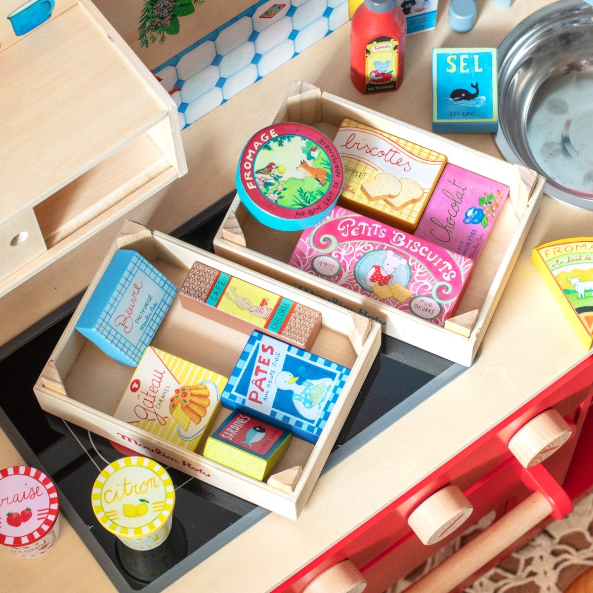 Set de produits d'épicerie en bois La Grande Famille Moulin Roty