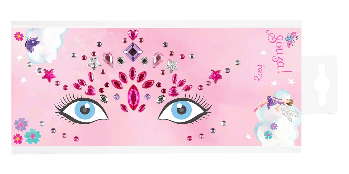 Strass visage autocollants Elfe rose Souza