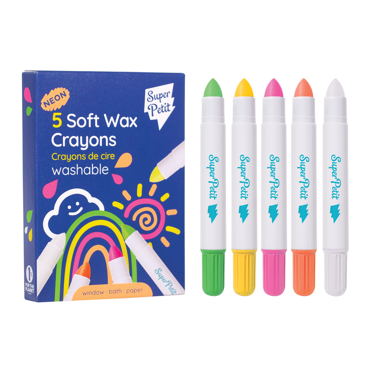 5 crayons de cire twistables néon Superpetit