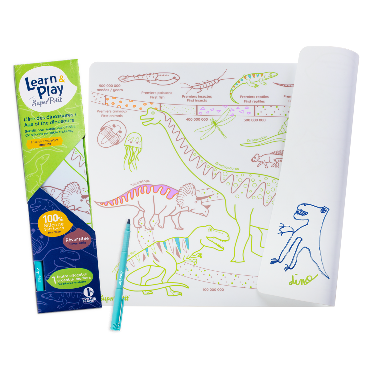 Set en silicone Ã  colorier l'Ã¨re des dinosaures SuperPetit