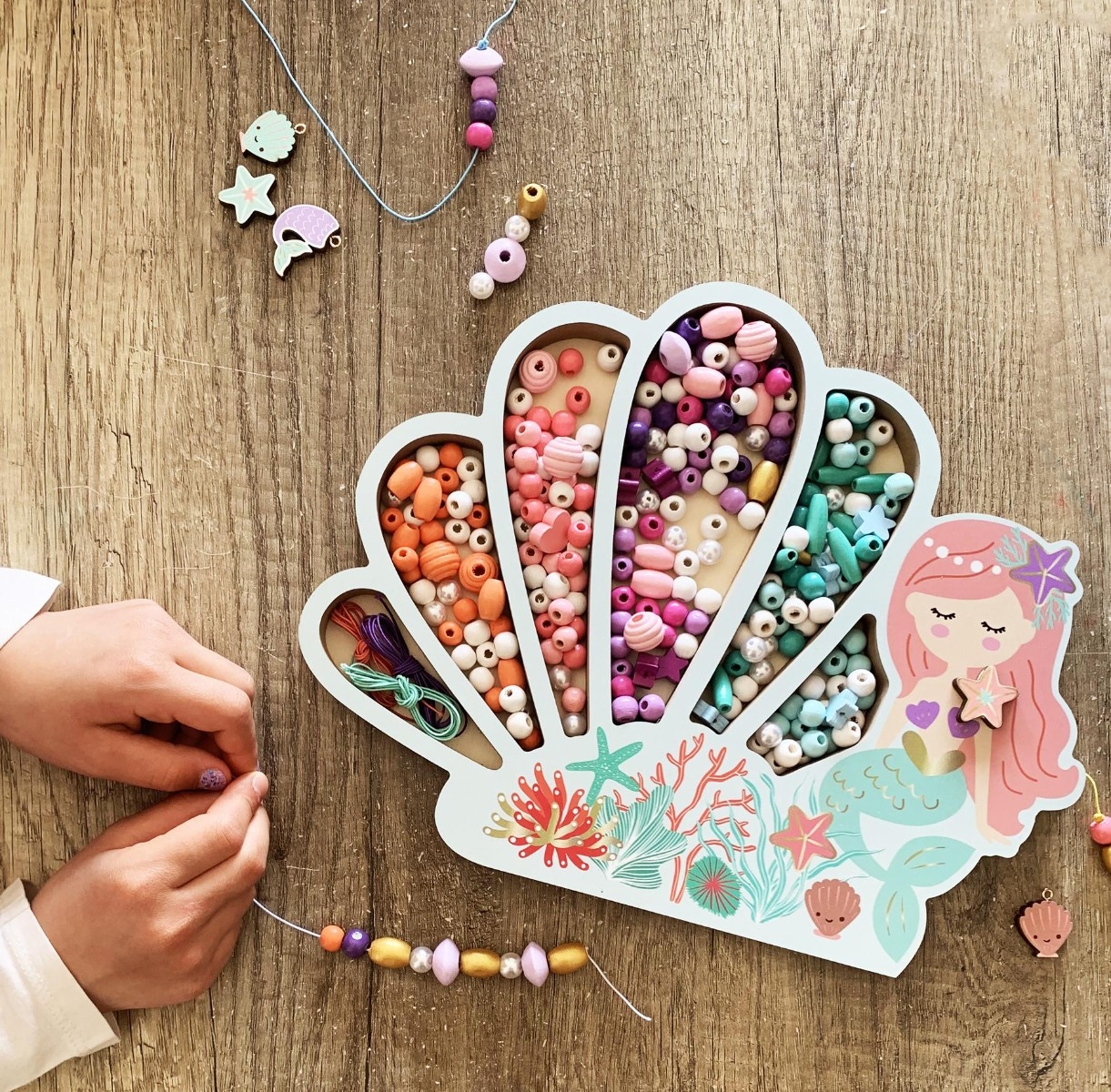 Coffret perles en bois Sirène Sycomore