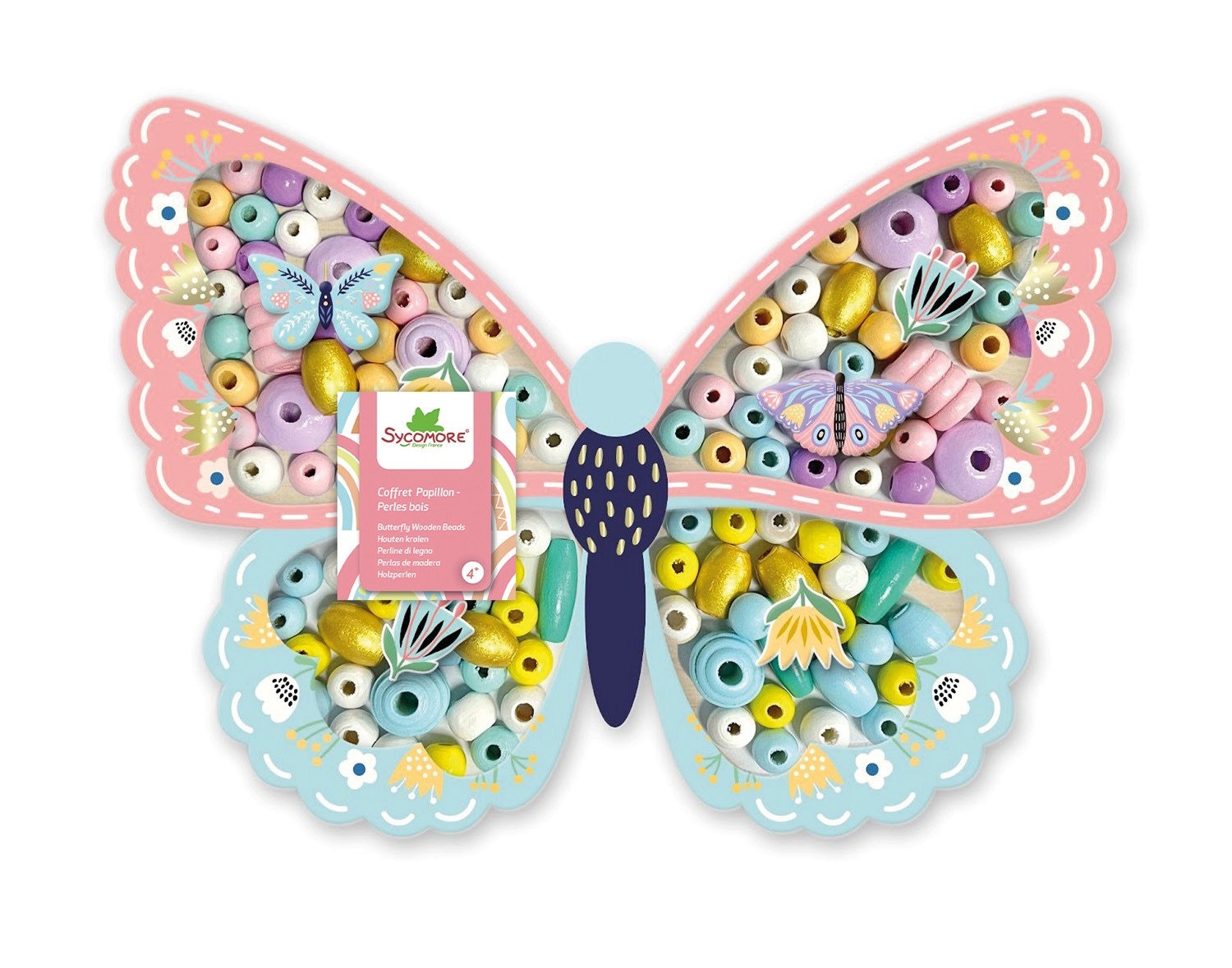 Coffret perles en bois Papillon Sycomore