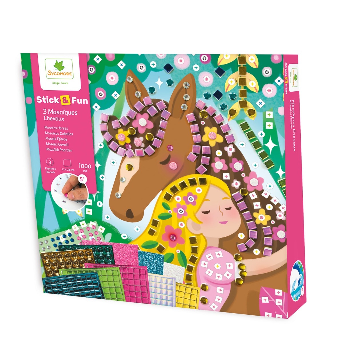 3 mosaïques Chevaux Sycomore