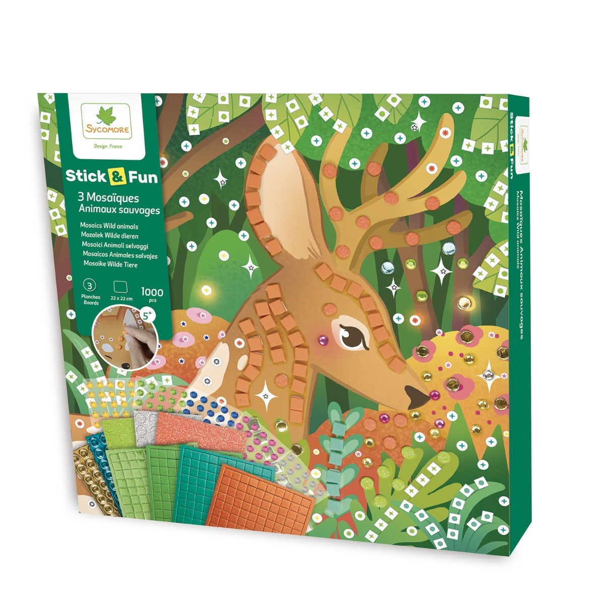 3 mosaïques Animaux sauvages Sycomore