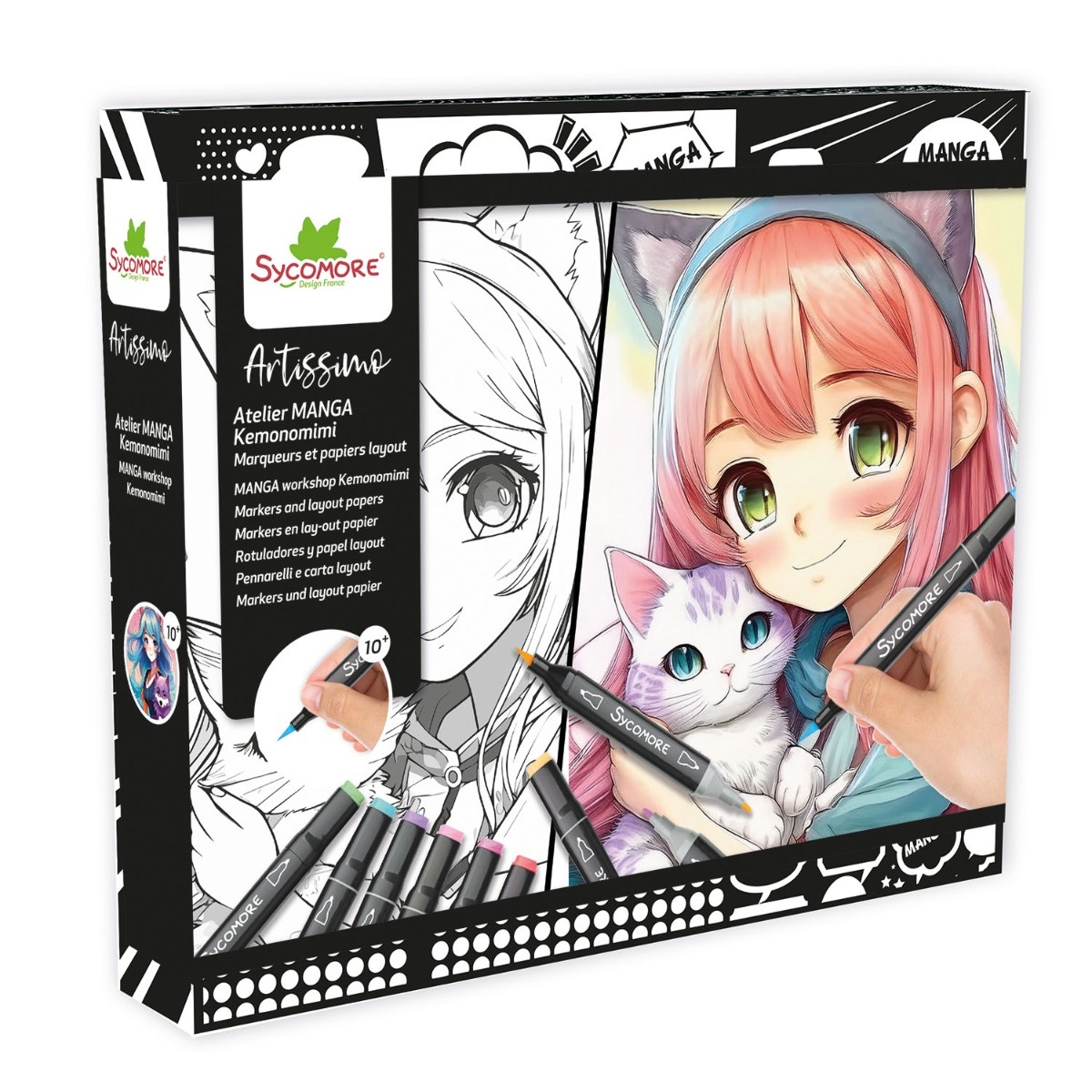 Coffret créatif Manga Layout et Marqueurs Kemonomimi Sycomore