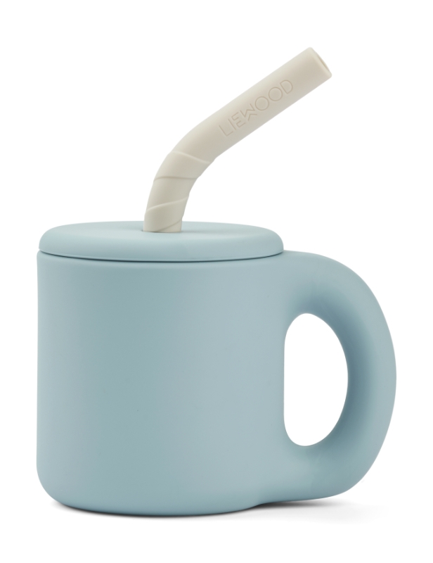 Tasse en silicone Jenna bleu avec paille Liewood