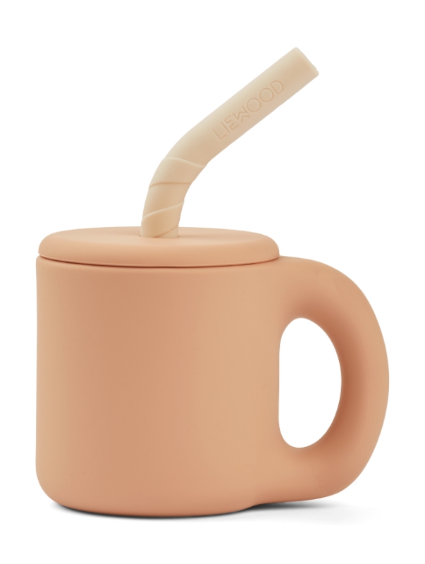 Tasse en silicone Jenna rose avec paille Liewood