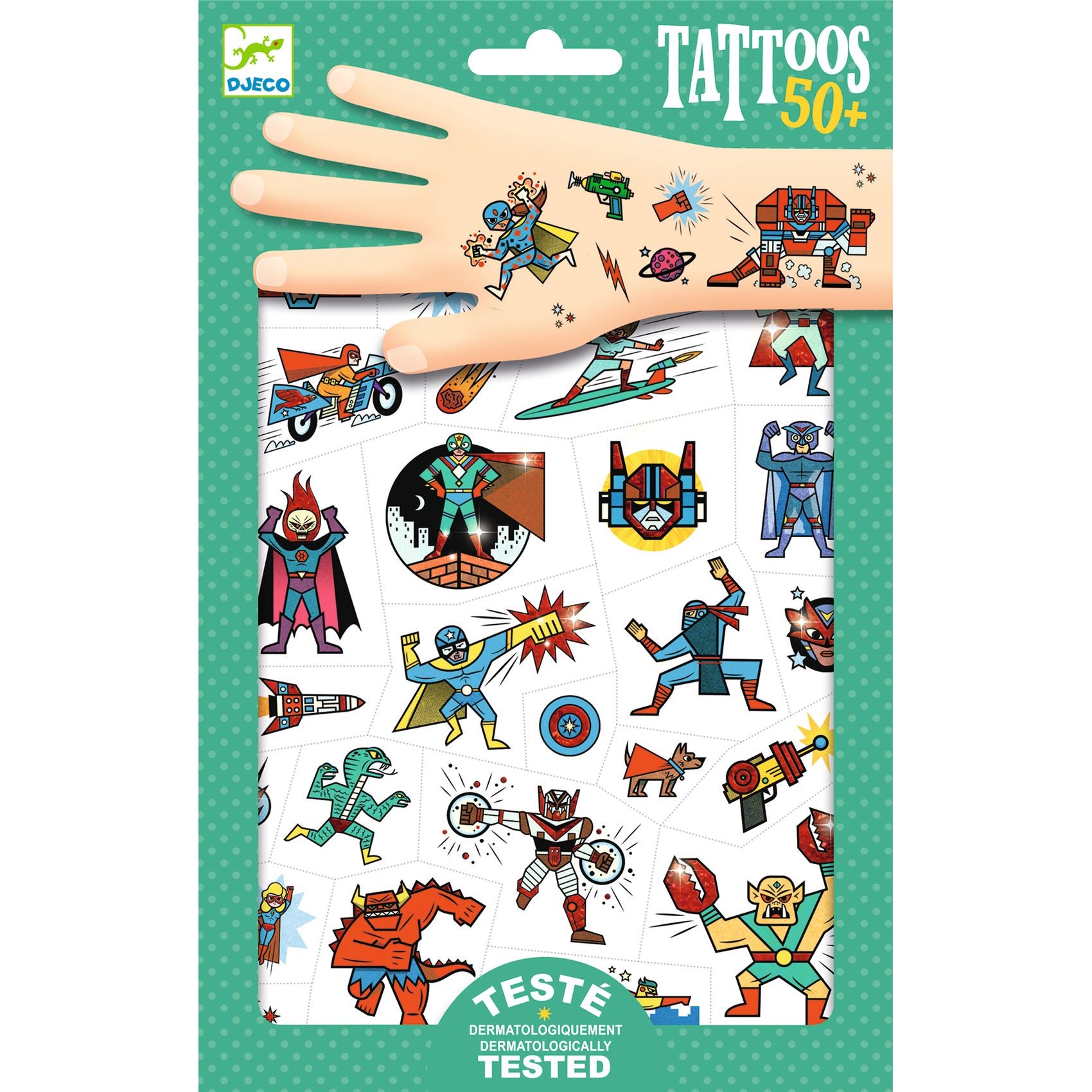 Tatouages enfant Heroes vs villains Djeco