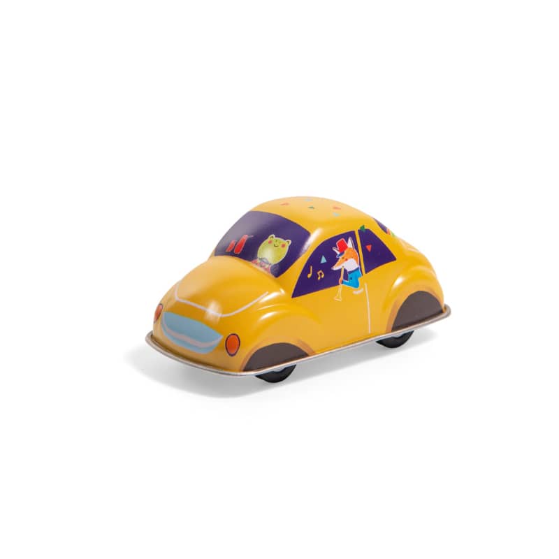Voiture en metal a friction jaune Moulin Roty